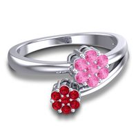 Simple Floral Pave Medin Ring
