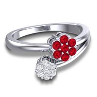 Simple Floral Pave Medin Ring