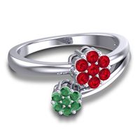 Simple Floral Pave Medin Ring