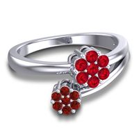 Simple Floral Pave Medin Ring