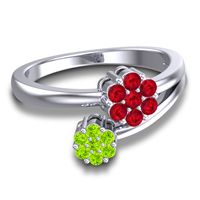 Simple Floral Pave Medin Ring