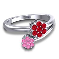 Simple Floral Pave Medin Ring