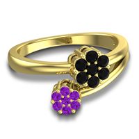 Simple Floral Pave Medin Ring