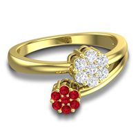 Simple Floral Pave Medin Ring