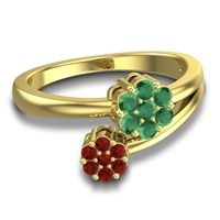 Simple Floral Pave Medin Ring