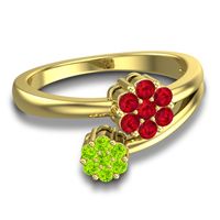 Simple Floral Pave Medin Ring