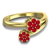 Simple Floral Pave Medin Ring