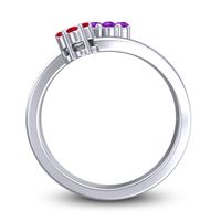 Simple Floral Pave Medin Ring