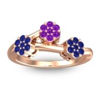 Amethyst Fashion Ring In 18K Rose Gold With Blue Sapphire – Padmadi Simple Ring