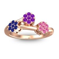 Amethyst Fashion Ring In 18K Rose Gold With Blue Sapphire And Pink Tourmaline – Padmadi Simple Ring