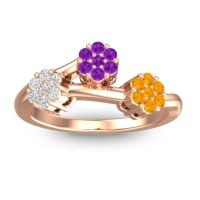 Amethyst Fashion Ring In 18K Rose Gold With Diamond And Citrine – Padmadi Simple Ring