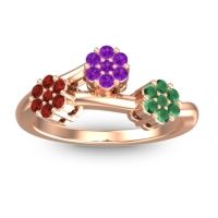 Amethyst Fashion Ring In 18K Rose Gold With Garnet And Emerald – Padmadi Simple Ring