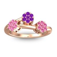 Amethyst Fashion Ring In 18K Rose Gold With Pink Tourmaline – Padmadi Simple Ring