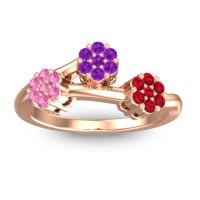 Amethyst Fashion Ring In 18K Rose Gold With Pink Tourmaline And Ruby – Padmadi Simple Ring