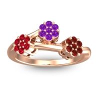 Amethyst Fashion Ring In 18K Rose Gold With Ruby And Garnet – Padmadi Simple Ring