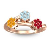 Aquamarine Fashion Ring In 18K Rose Gold With Citrine And Ruby – Padmadi Simple Ring