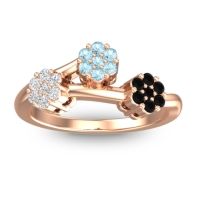 Aquamarine Fashion Ring In 18K Rose Gold With Lab Diamond And Black Onyx – Padmadi Simple Ring