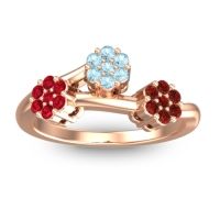 Aquamarine Fashion Ring In 18K Rose Gold With Ruby And Garnet – Padmadi Simple Ring
