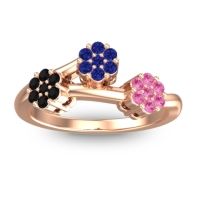 Blue Sapphire Fashion Ring In 18K Rose Gold With Black Onyx And Pink Tourmaline – Padmadi Simple Ring