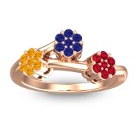 Blue Sapphire Fashion Ring In 18K Rose Gold With Citrine And Ruby – Padmadi Simple Ring