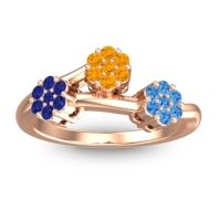 Citrine Fashion Ring In 18K Rose Gold With Blue Sapphire And Swiss Blue Topaz – Padmadi Simple Ring