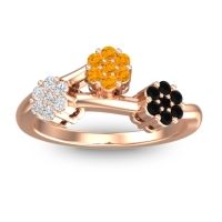 Citrine Fashion Ring In 18K Rose Gold With Diamond And Black Onyx – Padmadi Simple Ring
