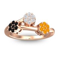 Lab Diamond Fashion Ring In 18K Rose Gold With Black Onyx And Citrine – Padmadi Simple Ring