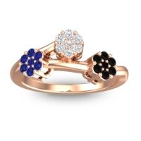 Lab Diamond Fashion Ring In 18K Rose Gold With Blue Sapphire And Black Onyx – Padmadi Simple Ring
