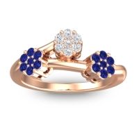 Diamond Fashion Ring In 18K Rose Gold With Blue Sapphire – Padmadi Simple Ring