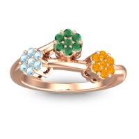 Emerald Fashion Ring In 18K Rose Gold With Aquamarine And Citrine – Padmadi Simple Ring