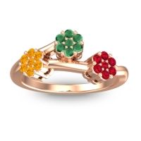 Emerald Fashion Ring In 18K Rose Gold With Citrine And Ruby – Padmadi Simple Ring
