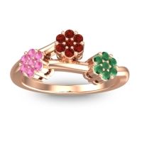 Garnet Fashion Ring In 18K Rose Gold With Pink Tourmaline And Emerald – Padmadi Simple Ring