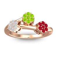 Peridot Fashion Ring In 18K Rose Gold With Lab Diamond And Ruby – Padmadi Simple Ring