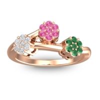 Pink Tourmaline Fashion Ring In 18K Rose Gold With Lab Diamond And Emerald – Padmadi Simple Ring