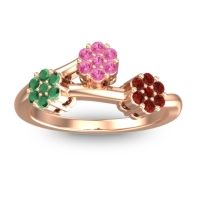Pink Tourmaline Fashion Ring In 18K Rose Gold With Emerald And Garnet – Padmadi Simple Ring