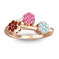 Pink Tourmaline Fashion Ring In 18K Rose Gold With Garnet And Aquamarine – Padmadi Simple Ring