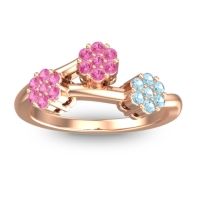 Pink Tourmaline Fashion Ring In 18K Rose Gold With Aquamarine – Padmadi Simple Ring