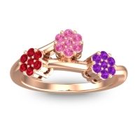 Pink Tourmaline Fashion Ring In 18K Rose Gold With Ruby And Amethyst – Padmadi Simple Ring