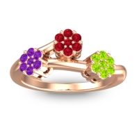 Ruby Fashion Ring In 18K Rose Gold With Amethyst And Peridot – Padmadi Simple Ring