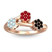 Ruby Fashion Ring In 18K Rose Gold With Aquamarine And Black Onyx – Padmadi Simple Ring