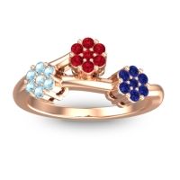 Ruby Fashion Ring In 18K Rose Gold With Aquamarine And Blue Sapphire – Padmadi Simple Ring