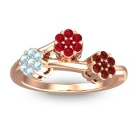 Ruby Fashion Ring In 18K Rose Gold With Aquamarine And Garnet – Padmadi Simple Ring