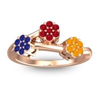 Ruby Fashion Ring In 18K Rose Gold With Blue Sapphire And Citrine – Padmadi Simple Ring