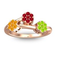 Ruby Fashion Ring In 18K Rose Gold With Citrine And Peridot – Padmadi Simple Ring
