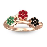 Ruby Fashion Ring In 18K Rose Gold With Emerald And Black Onyx – Padmadi Simple Ring
