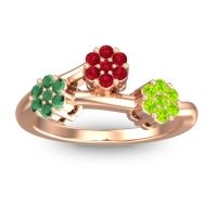 Ruby Fashion Ring In 18K Rose Gold With Emerald And Peridot – Padmadi Simple Ring