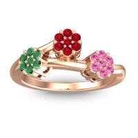 Ruby Fashion Ring In 18K Rose Gold With Emerald And Pink Tourmaline – Padmadi Simple Ring