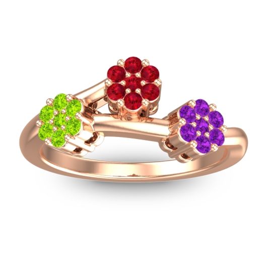 Simple Floral Pave Padmadi Ring