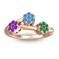Swiss Blue Topaz Fashion Ring In 18K Rose Gold With Amethyst And Emerald – Padmadi Simple Ring