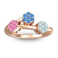 Swiss Blue Topaz Fashion Ring In 18K Rose Gold With Pink Tourmaline And Aquamarine – Padmadi Simple Ring